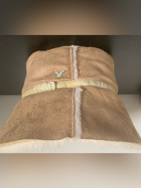 American Eagle Outfitters Accessories - Vintage AE Tan Faux-Suede Bucket Hat with Cream Trim